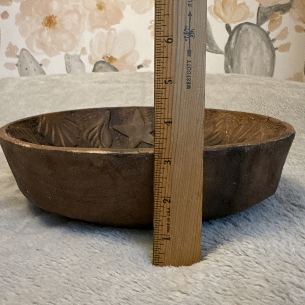 Pottery Barn Wooden Bowl Coastal Luxury Beach Style Natural Boho - Picture 4 of 7